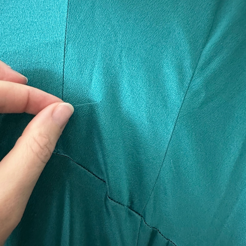 Alberta Ferretti Teal Long Sleeve Silk Dress - Picture 12 of 16